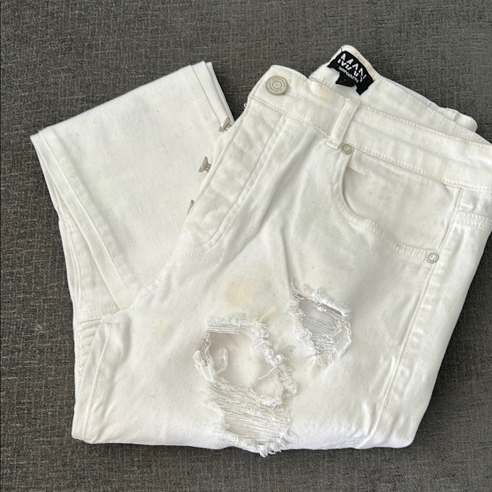 BoohooMAN Ripped Skinny Fit Biker Jeans